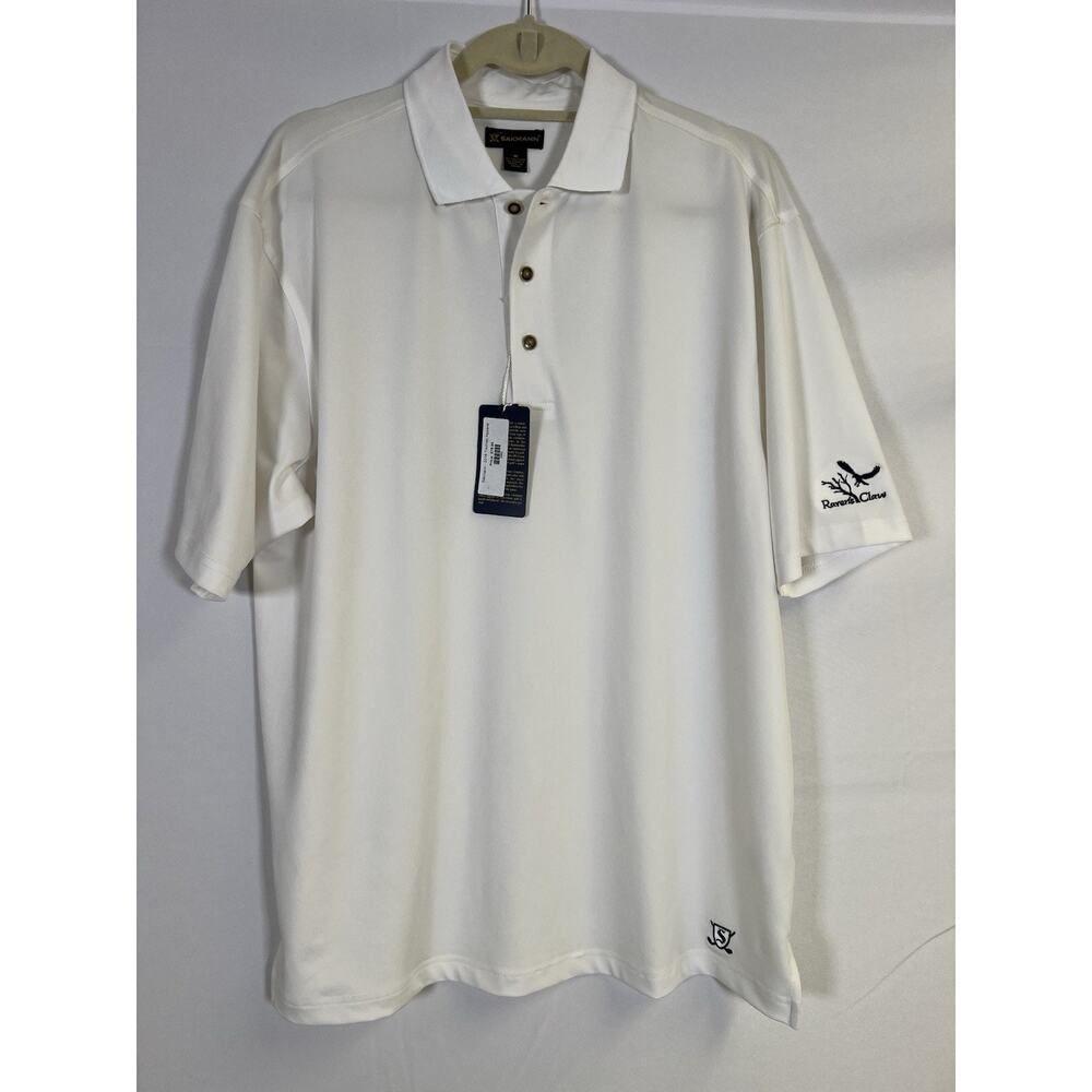 Mens Golf‎ Polo Shirt Medium Sakmann White Pullover Golf